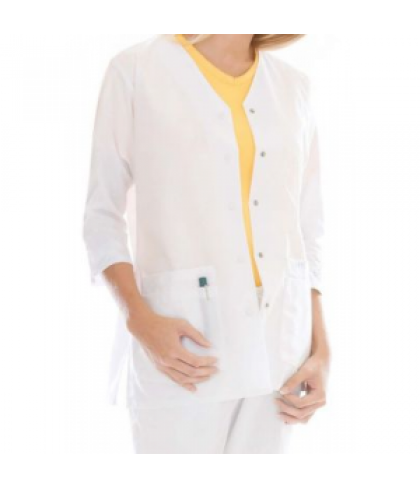 Landau uniforms three quarter sleeve scrub jacket - White - 4X