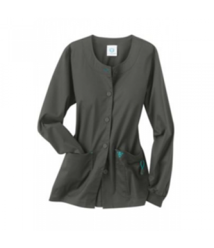 Med Couture warm-up scrub jacket - Charcoal/aruba blue - XS