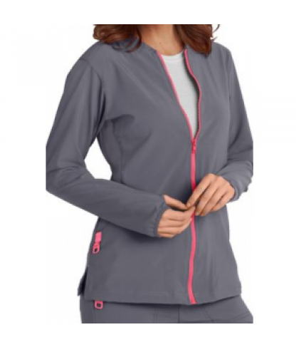 Carhartt CROSS-FLEX Made to Move zip front scrub jacket - Pewter/Coral - XS