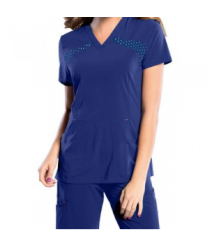 Smitten v-neck scrub top - Galaxy - XXS