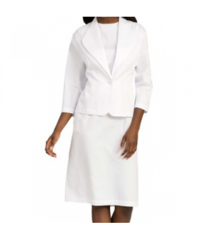 Med Couture Esther Dress and Jacket Set - White - 8