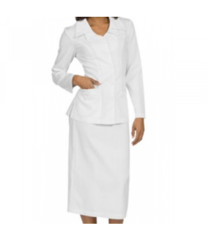 Med Couture Christy Double Collar Cross Skirt Suit - White - 20