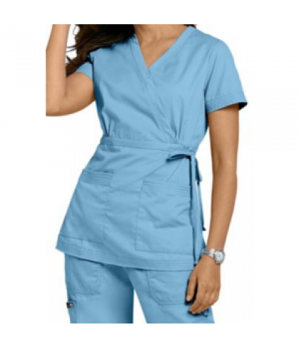 Koi Katelyn mock-wrap scrub top - Cornflower - 3X