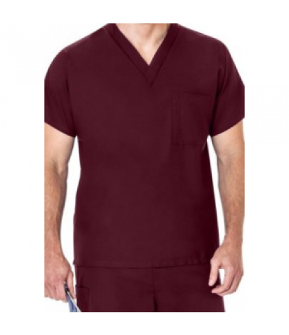 Fundamentals basic scrubs unisex scrub top - Wine - L