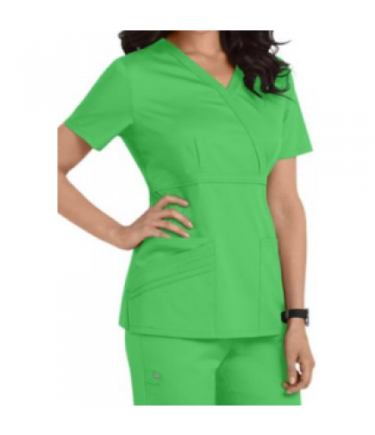 Cherokee Luxe Collection mock-wrap scrub top - tropical green - M