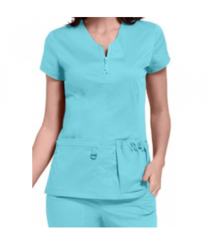 Koi McKenzie zip neckline STRETCH scrub top - True Ceil - XS