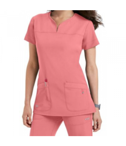 Greys Anatomy Signature 2 pocket scrub top - Flamingo - 4X