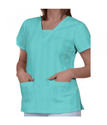 Healing Hands Layla v-neck inset scrub top - Capri blue - XS