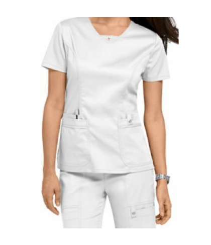 Cherokee Luxe v-neck scrub top - White - S