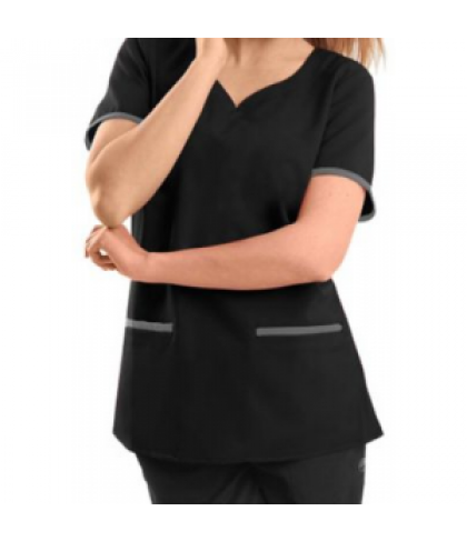 Healing Hands Purple Label Jamie v-neck modern fit scrub top - Black/pewter - M