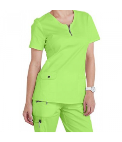 Beyond Scrubs Mia zip front scrub top - Lime - 3X