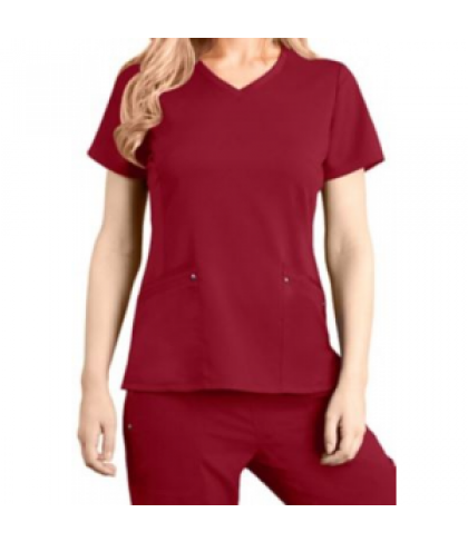 Healing Hands Purple Label Juliet knit panel scrub top - Red - XL