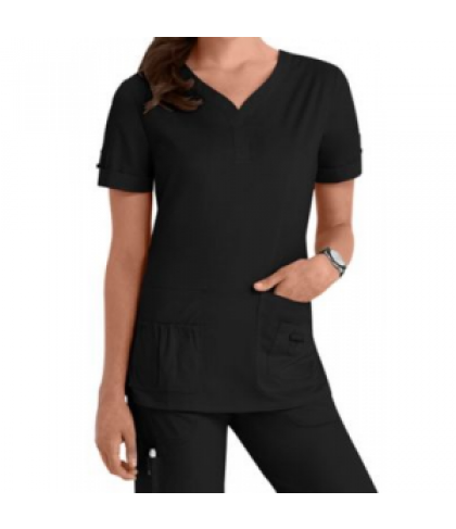 Koi Erica Y-Neck scrub top - Black - 4X