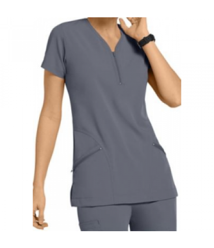 Jockey zipper bound scrub top - Pewter - XXS