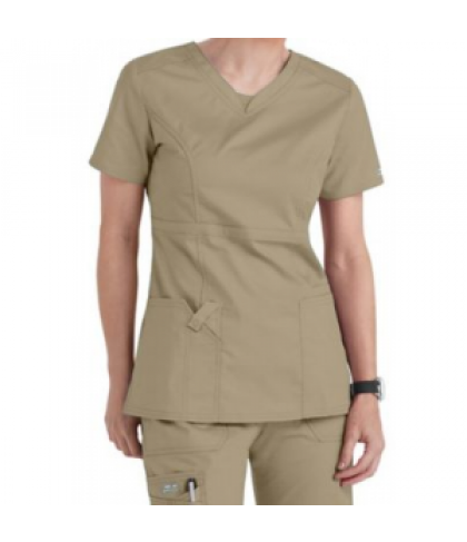 Cherokee Workwear Core Stretch v-neck modern fit scrub top - Dark Khaki - XXS