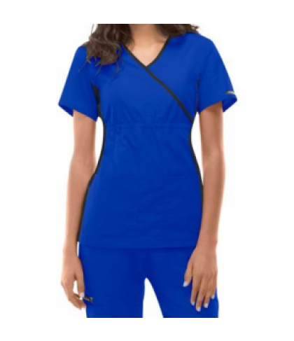 Cherokee Flexibles -mock-wrap scrub top - Royal - XS