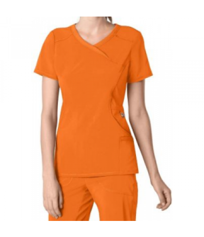 Infinity by Cherokee solid mock wrap scrub top with Certainty - Orangeade - XL