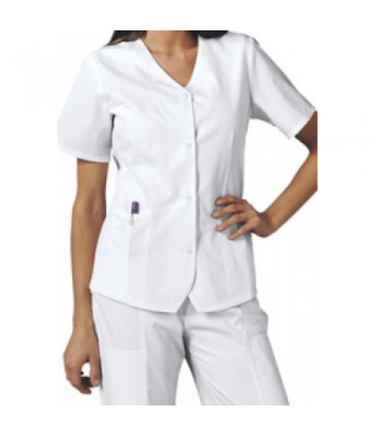 Cherokee button down weskit scrub top - White - M