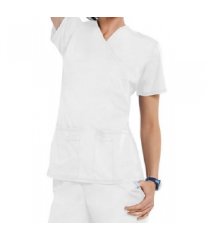 Cherokee Flexibles 2 Pocket mock-wrap scrub top - White - L