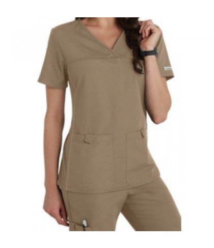 Cherokee Flexibles v-neck scrub top - Dark Khaki - L