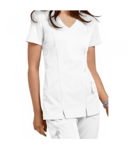 NrG by Barco 2-pocket shaped v-neck scrub top - White - XL