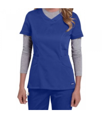 Landau Smart Stretch 5 pocket crossover scrub top - Peri - XS