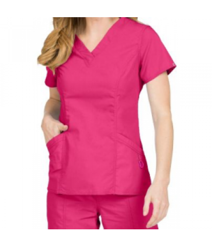 Med Couture Paige v-neck scrub top - Pomegranate - XS