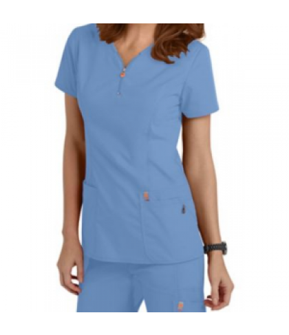 Code Happy Bliss zipper scrub top with Certainty - Ceil - L