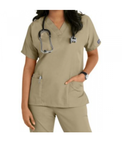 Cherokee Workwear v-neck scrub top - Dark Khaki - XXS