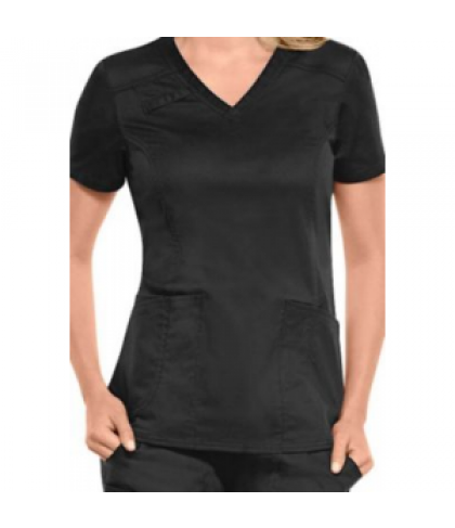 Cherokee Workwear Core Stretch v-neck scrub top - Black - XXS