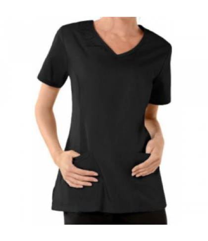 Cherokee Workwear v-neck embroidered scrub top - Black - L