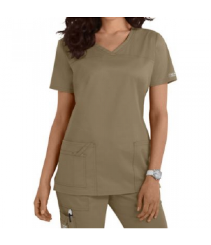 Cherokee Workwear Core Stretch shaped v-neck scrub top - Dark Khaki - XL