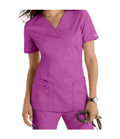 Cherokee Workwear Core Stretch mock-wrap scrub top - Purple Blast - M