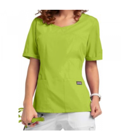 Cherokee Workwear princess seam scrub top - Citrus Green - XXS