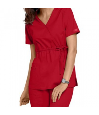 Cherokee Workwear Core Stretch empire wrap scrub top - Red - M