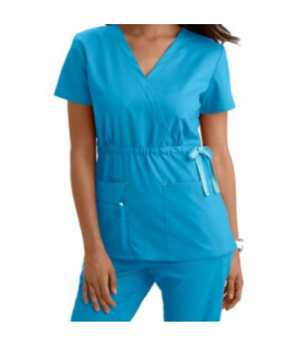 ViVi by Med Couture Mia crossover scrub top - Topaz - XS