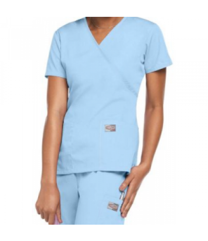 ScrubZone mock-wrap scrub top - Robins egg - L