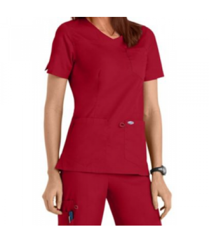 ScrubZone Red womens surplice scrub top - Cherry - L