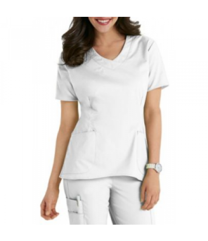 White Cross Allure High-Low Hem v-neck scrub top - White - XXS