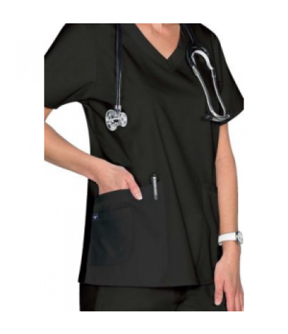 Life Essentials v-neck scrub top - Black - S