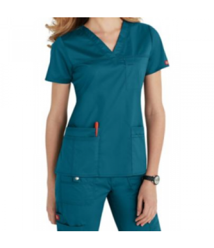 Dickies Gen Flex v-neck junior fit scrub top - Teal - L