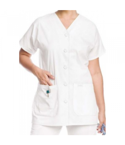 Landau v-neck button front tunic - White - M