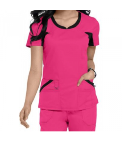 Dickies Performance System v-neck scrub top - Hot Pink/black - XXS