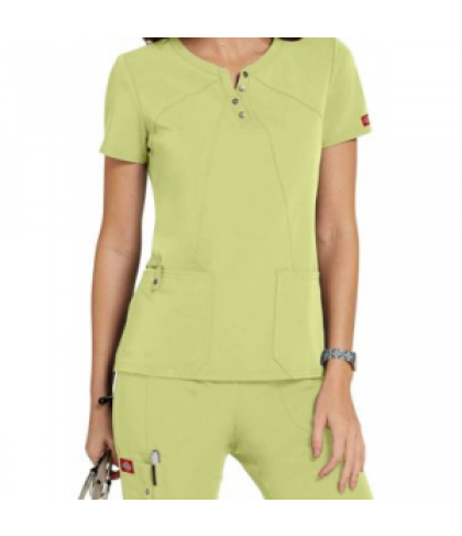 Dickies Xtreme Stretch asymmetrical notch neck scrub top - Sweet Apple Green - L