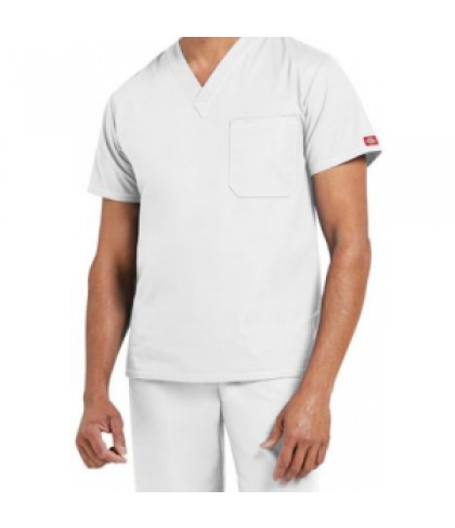 Dickies EDS Signature unisex 1-pocket v-neck scrub top - White - XL