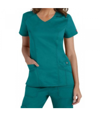 Dickies Gen Flex junior fit v-neck scrub top - Teal - M