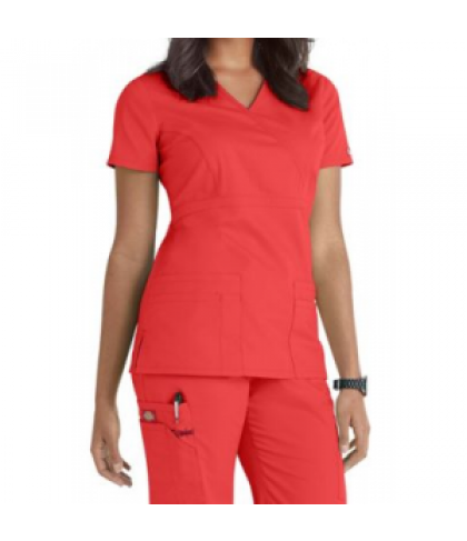 Dickies EDS Signature mock wrap scrub top - Apricot Orange - S