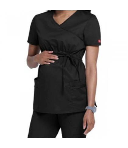 Dickies Gen Flex mock-wrap maternity scrub top - Black - L