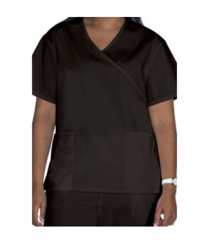 Life Essentials mock wrap scrub top - Black - XS