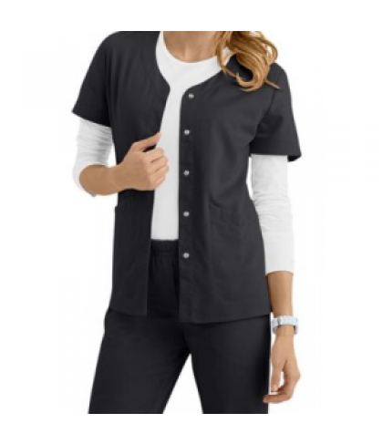 Urbane Ultimate Megan snap front short sleeve scrub jacket - Black - S